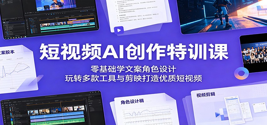 短视频AI创作特训课:零基础学文案角色设计,玩转多款工具与剪映打造优质短视频-小明副业导航站